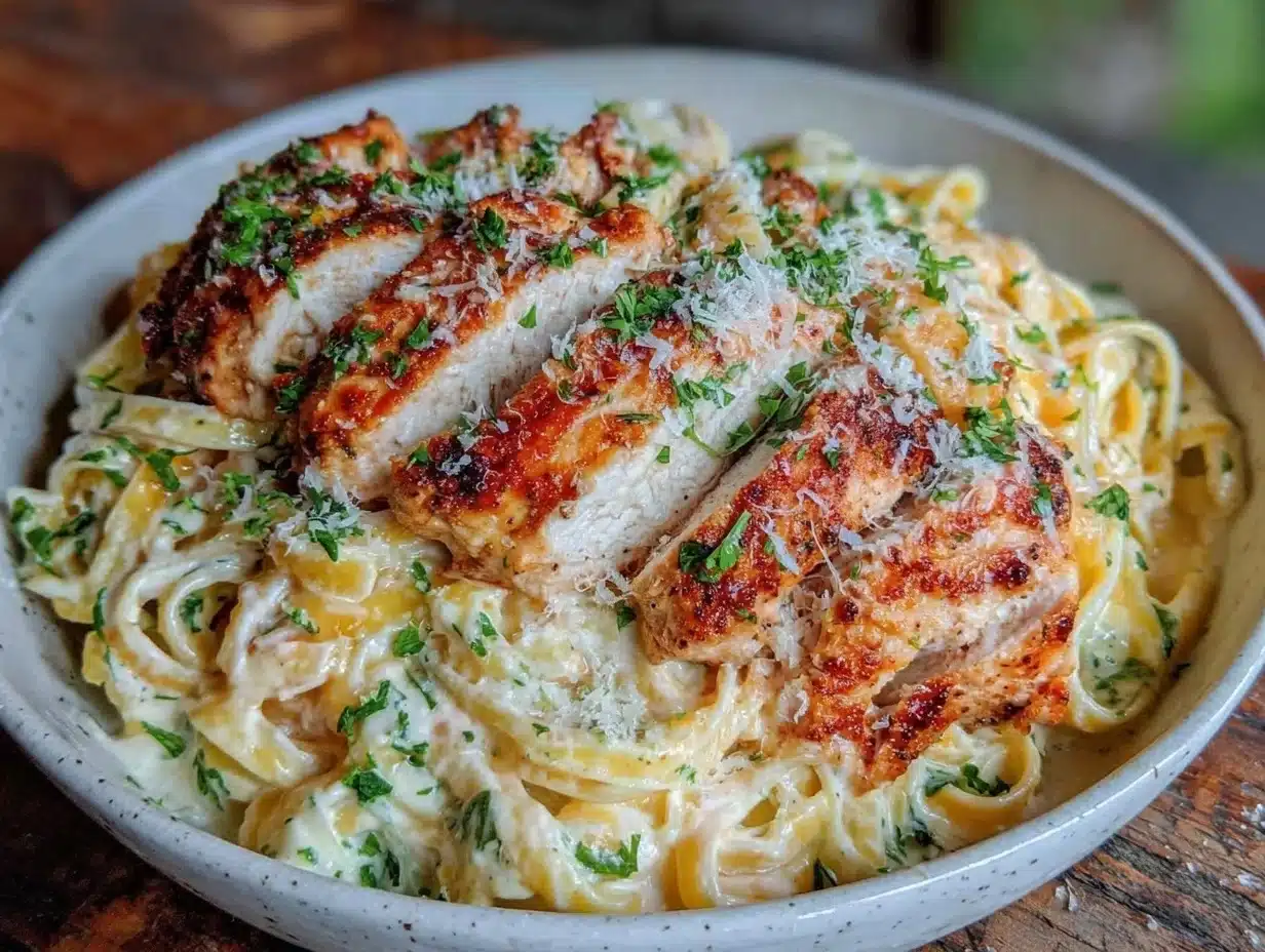 creamy one-pot chicken Alfredo pasta - featured image