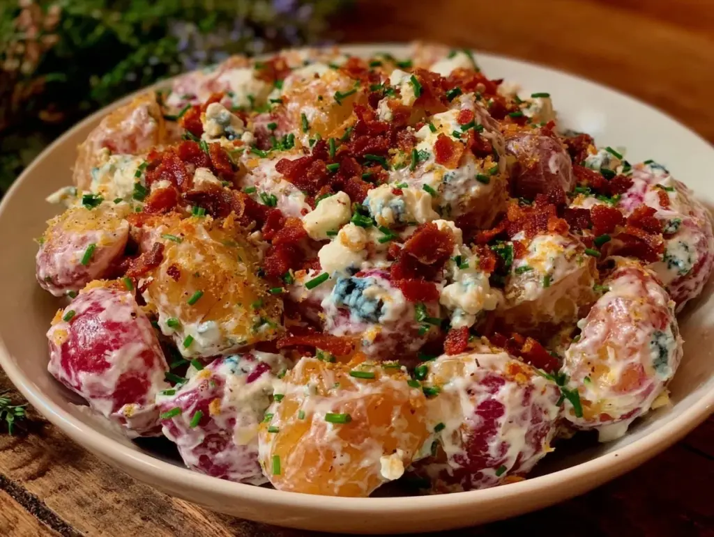 creamy patriotic potato salad - featured image