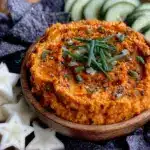 creamy red pepper hummus - featured image