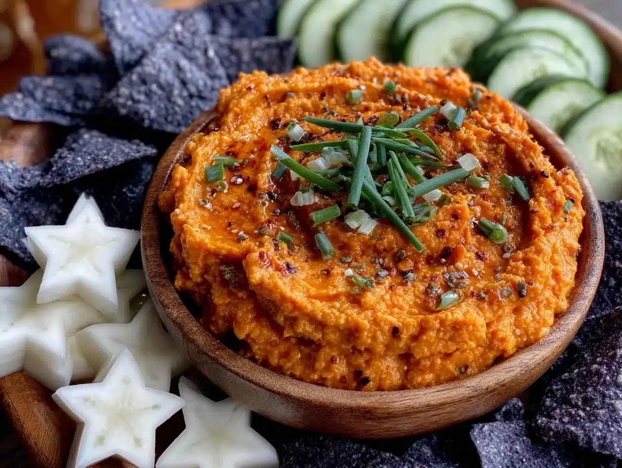 creamy red pepper hummus - featured image