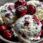 creamy roasted cherry vanilla bean ice cream - featured image