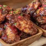 crispy honey bourbon bbq chicken wings - featured image