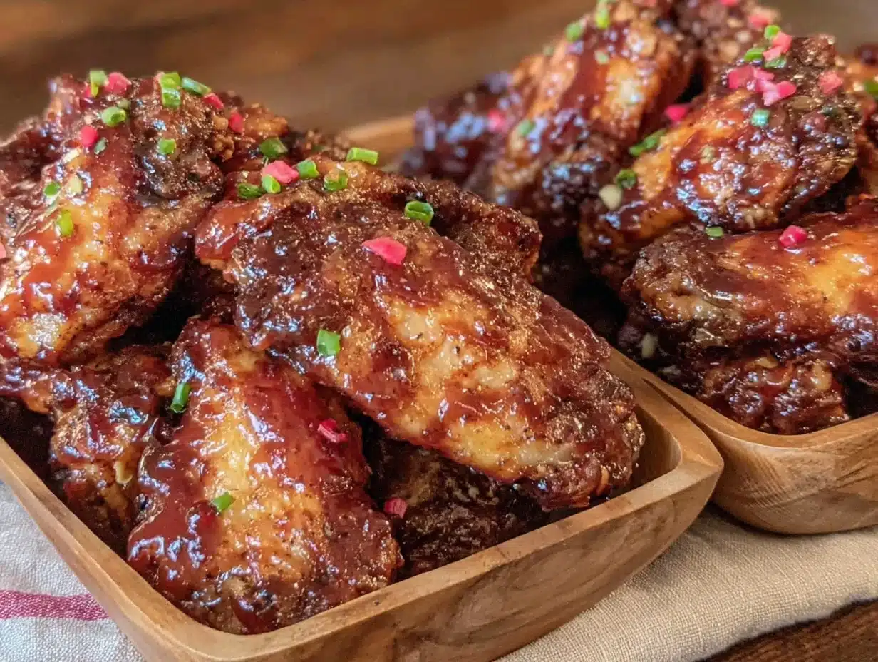 crispy honey bourbon bbq chicken wings - featured image