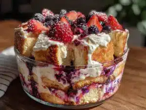 easy layered berry trifle - featured image