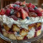 easy red white blue berry trifle - featured image