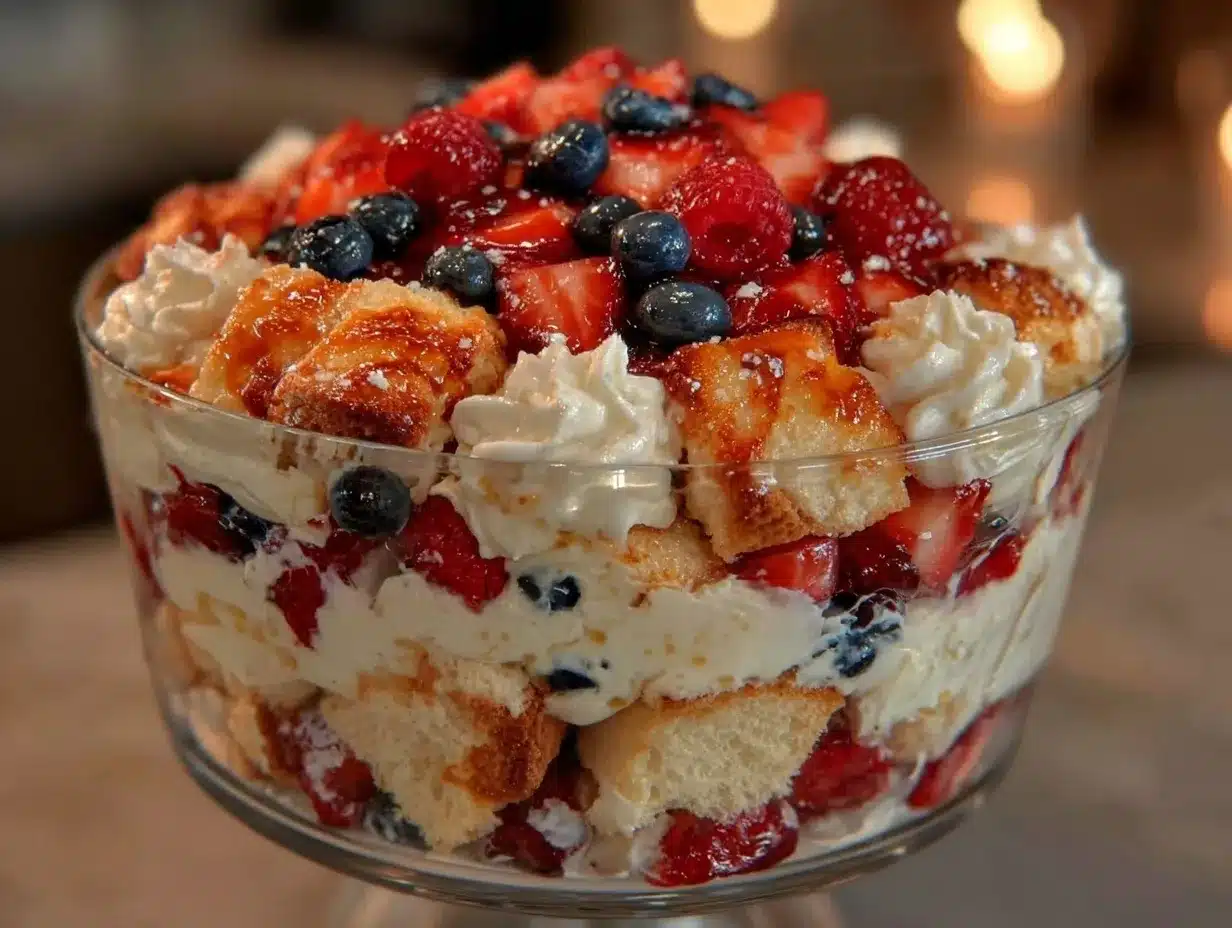easy red white blue berry trifle preparation steps
