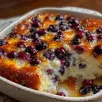 fluffy blueberry pancake breakfast casserole - featured image