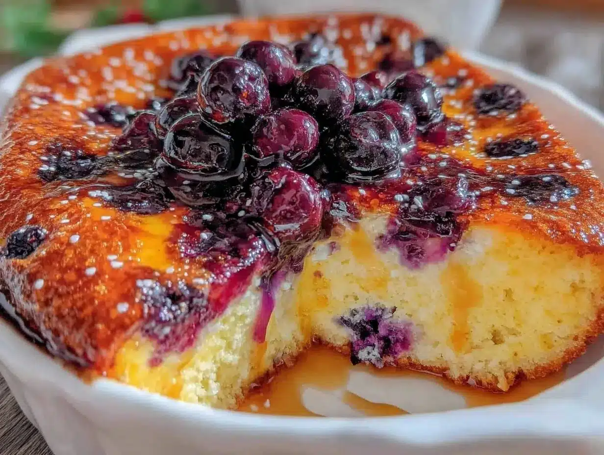 fluffy blueberry pancake breakfast casserole preparation steps