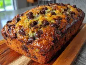 fluffy one bowl chocolate chip banana bread - featured image