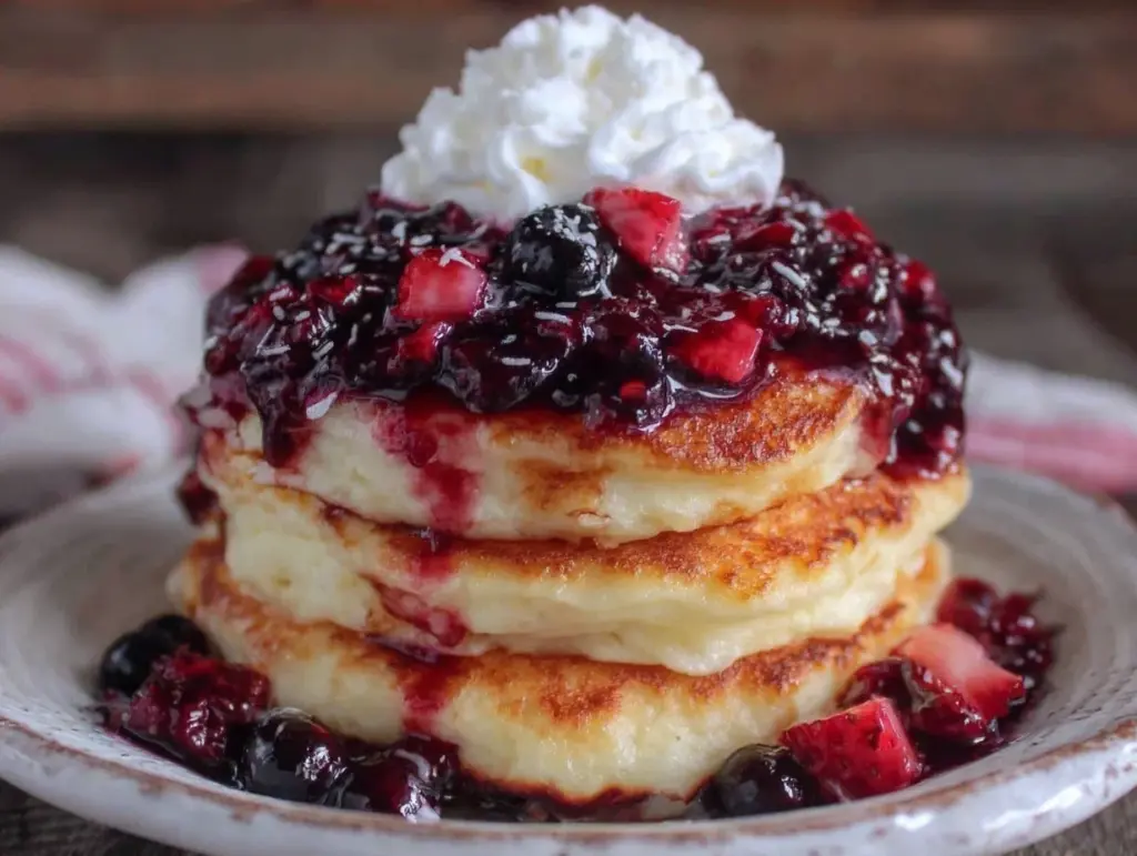 fluffy patriotic pancake stack - featured image