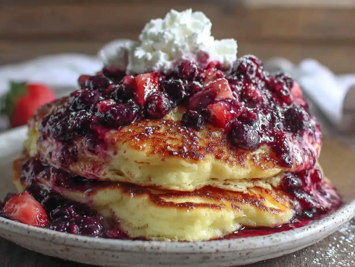 fluffy patriotic pancake stack preparation steps