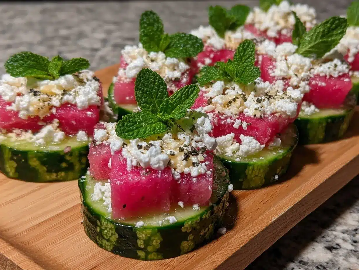 fresh cucumber watermelon bites preparation steps