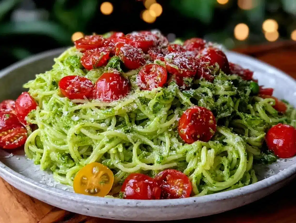 fresh garlic scape pesto pasta preparation steps