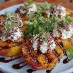 fresh grilled peach and burrata salad - featured image