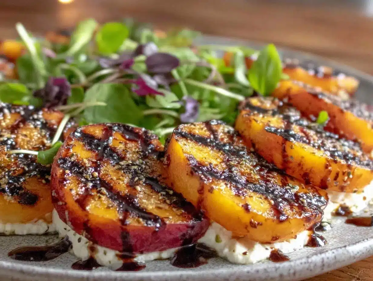 fresh grilled peach and burrata salad preparation steps