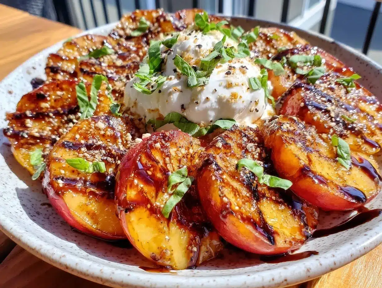 fresh grilled peach burrata salad preparation steps