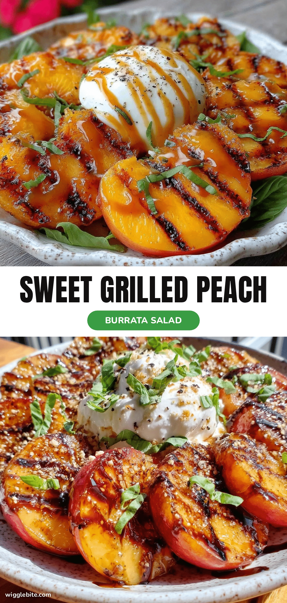 fresh grilled peach burrata salad recipe