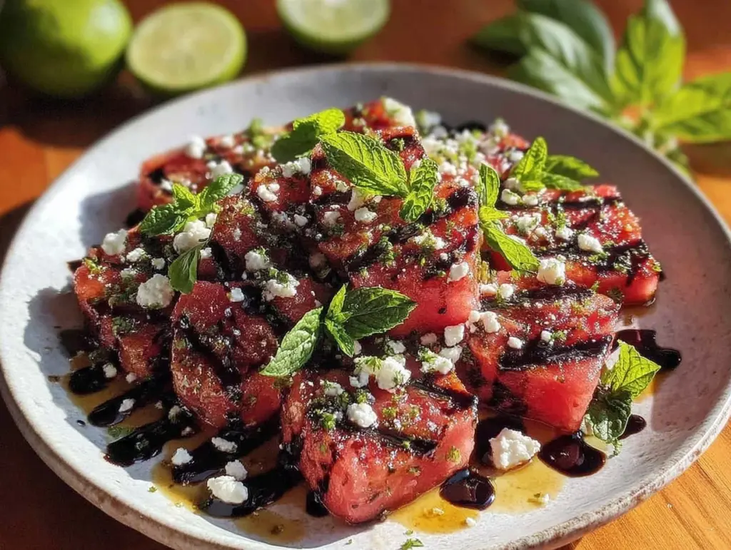 fresh grilled watermelon salad - featured image