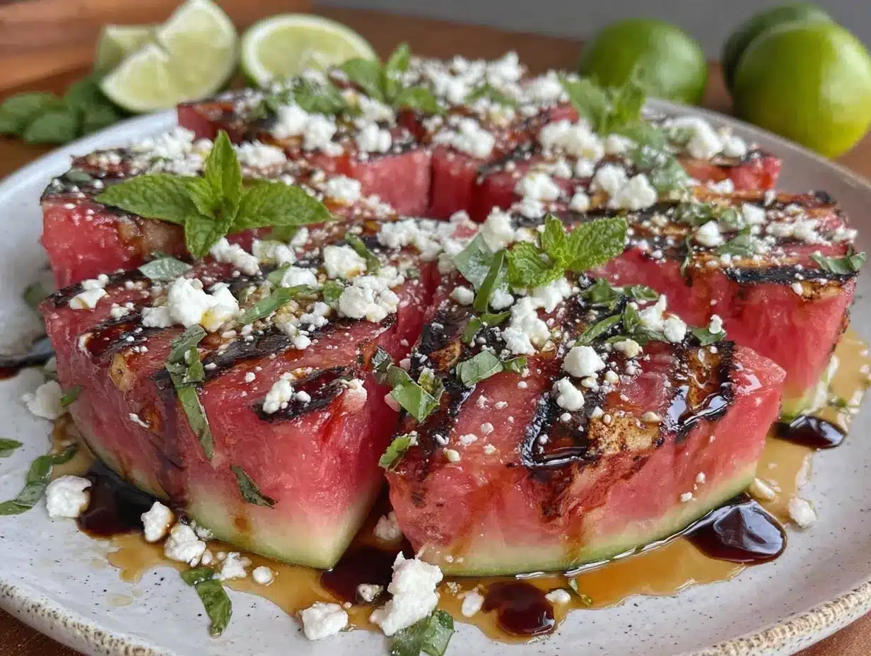 fresh grilled watermelon salad preparation steps