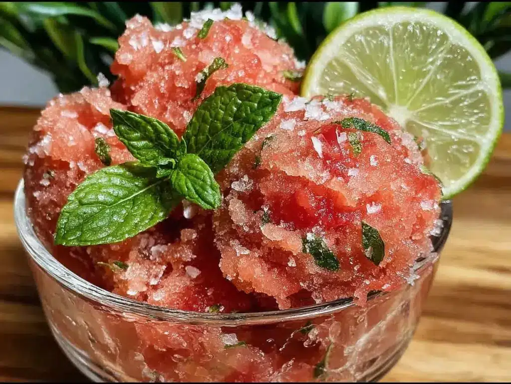 fresh mint watermelon sorbet - featured image