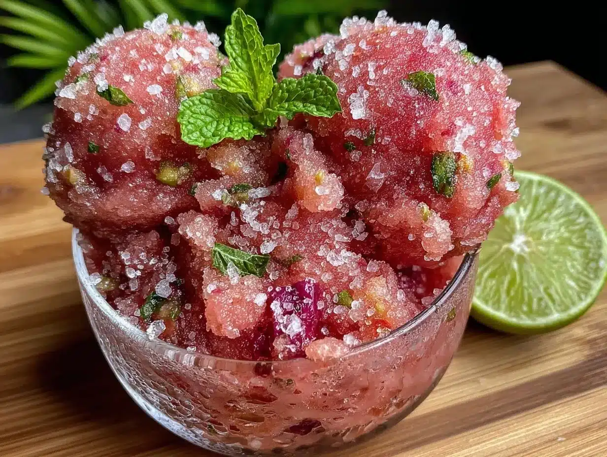 fresh mint watermelon sorbet preparation steps