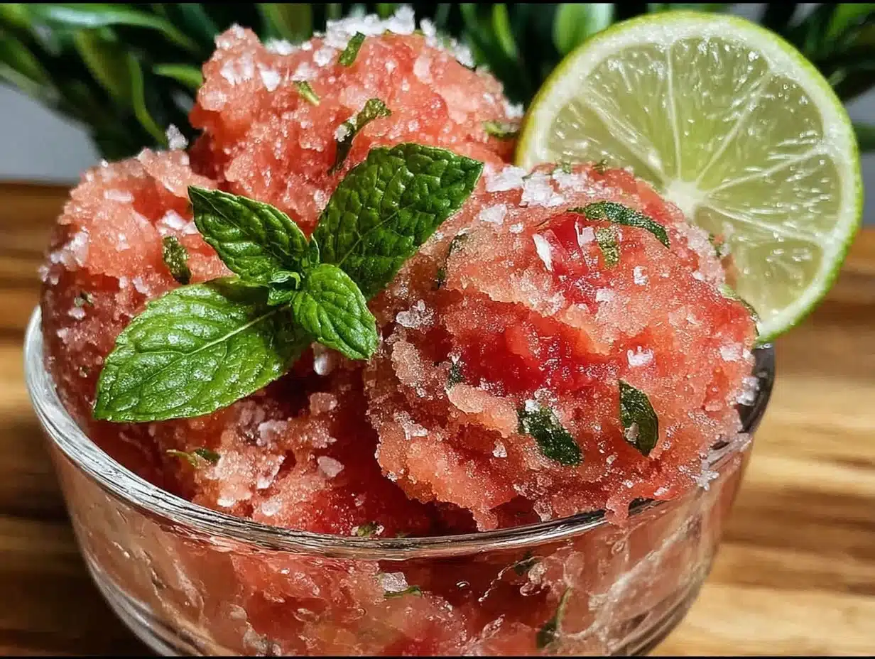 fresh mint watermelon sorbet - featured image