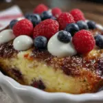 fresh red white blue baked oatmeal - featured image