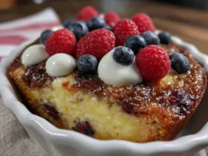 fresh red white blue baked oatmeal - featured image