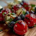 fresh red white blue caprese skewers - featured image