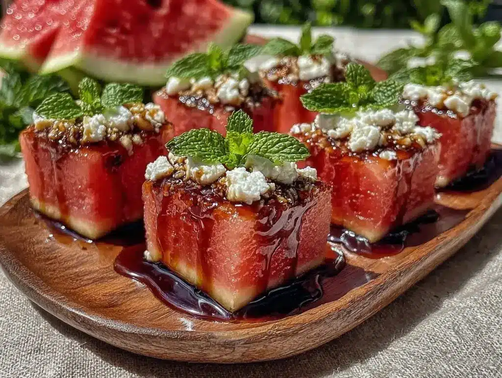 fresh watermelon feta bites - featured image