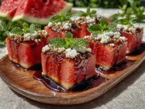 fresh watermelon feta bites - featured image