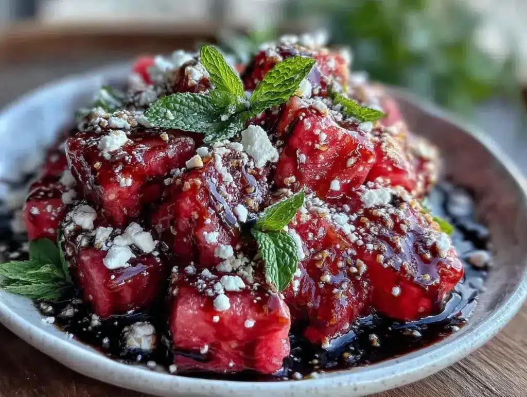 fresh watermelon feta mint salad - featured image