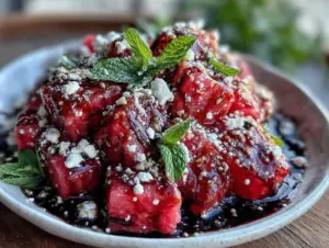 fresh watermelon feta mint salad - featured image