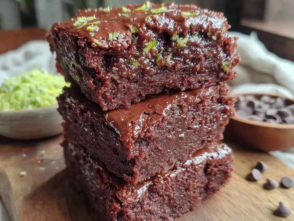 fudgy double chocolate zucchini brownies - featured image
