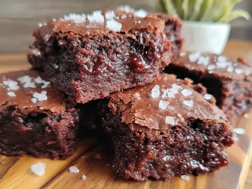 fudgy one-bowl brownies with sea salt - featured image