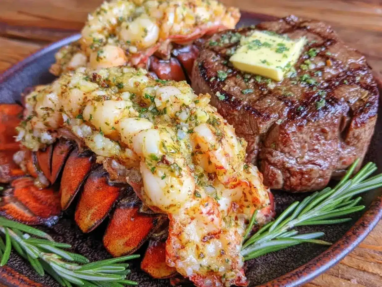 garlic butter lobster tail with filet mignon - featured image