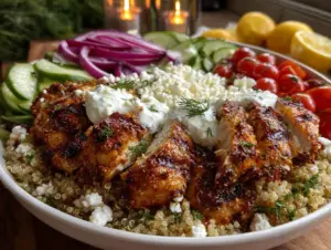 Greek chicken bowl - featured image