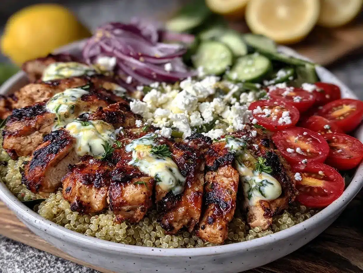 Greek chicken bowl preparation steps
