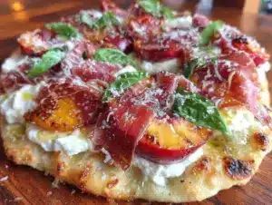 grilled nectarine and burrata pizza - featured image