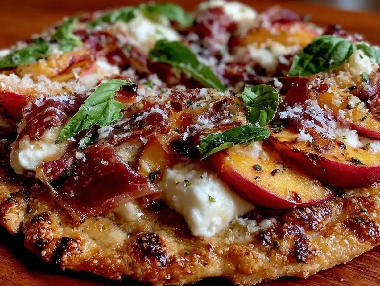 grilled nectarine and burrata pizza preparation steps