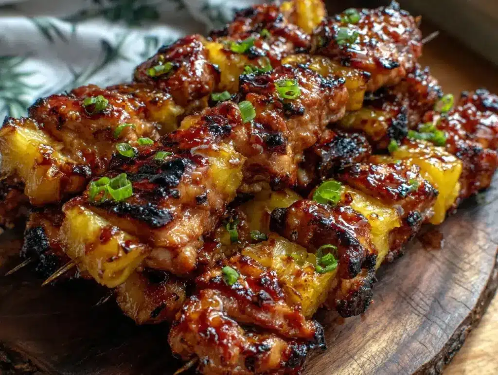 grilled teriyaki pineapple chicken skewers - featured image