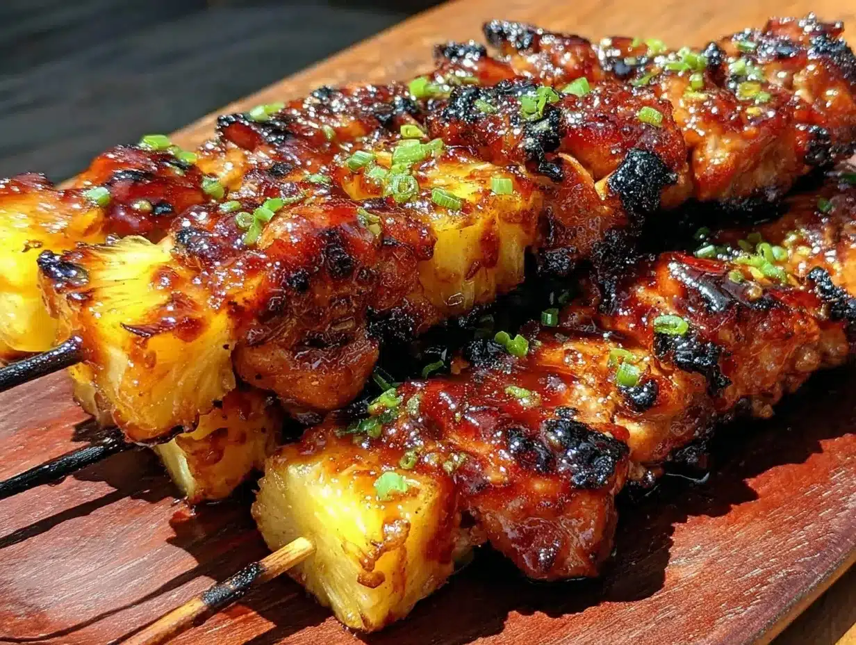 grilled teriyaki pineapple chicken skewers preparation steps
