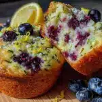 lemon blueberry zucchini muffins - featured image