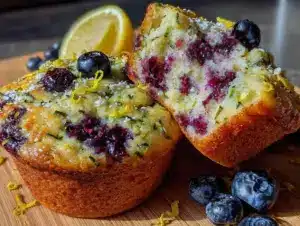 lemon blueberry zucchini muffins - featured image