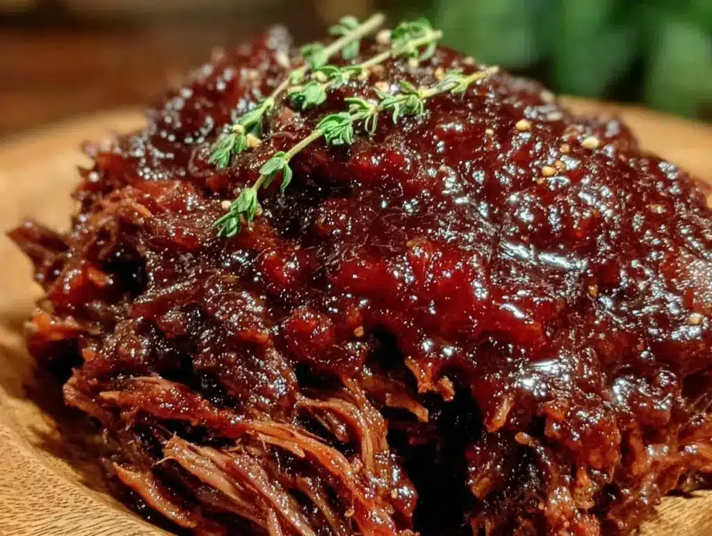 maple bourbon bbq pulled pork slow cooker recipe - featured image
