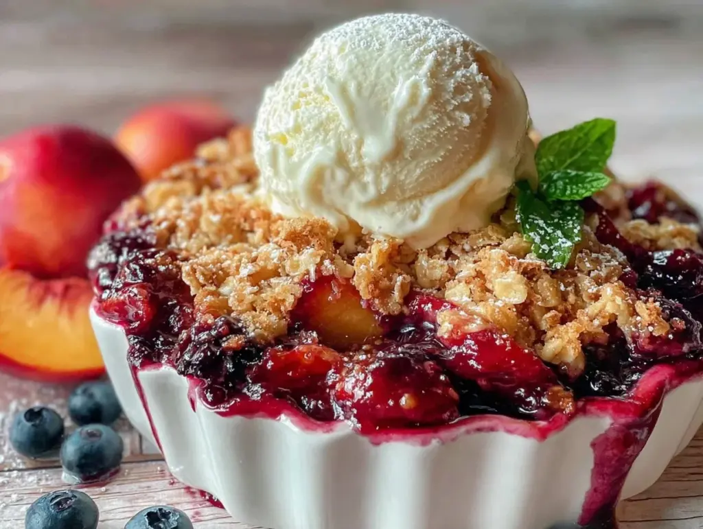 nectarine blueberry crisp - featured image