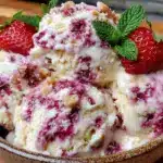 no-churn strawberry cheesecake ice cream - featured image
