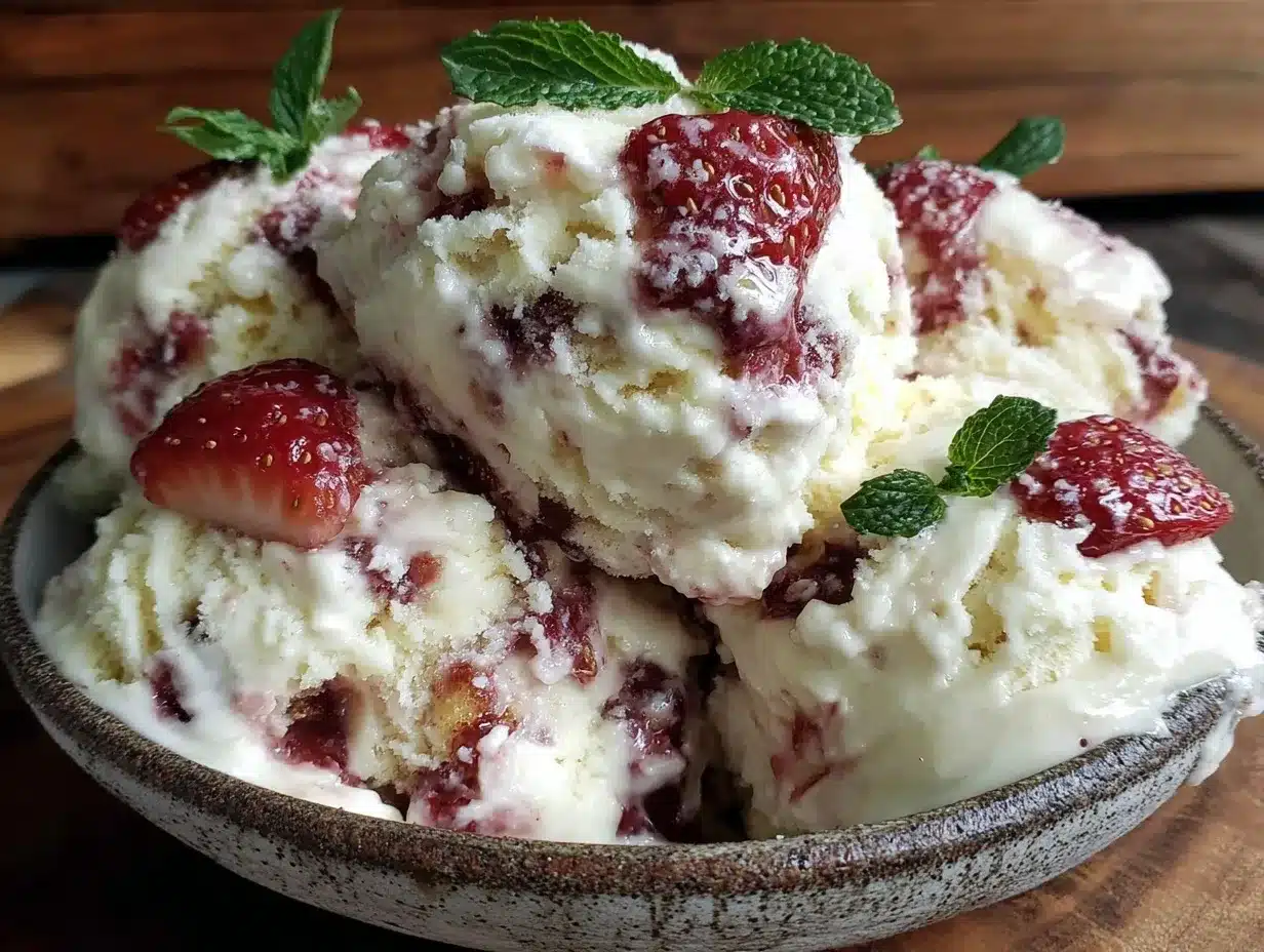 no-churn strawberry cheesecake ice cream preparation steps