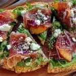 peach prosciutto flatbread - featured image
