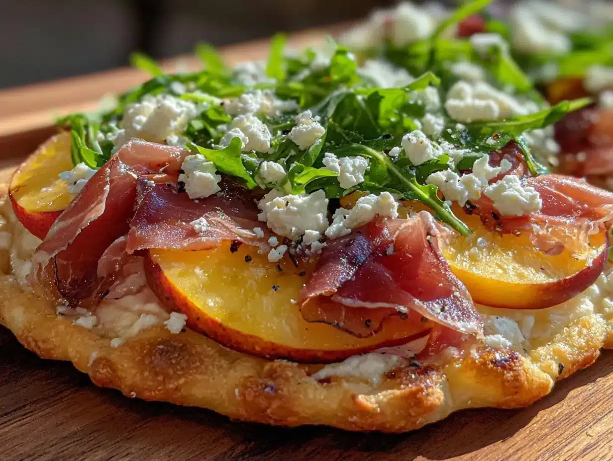 peach prosciutto flatbread preparation steps